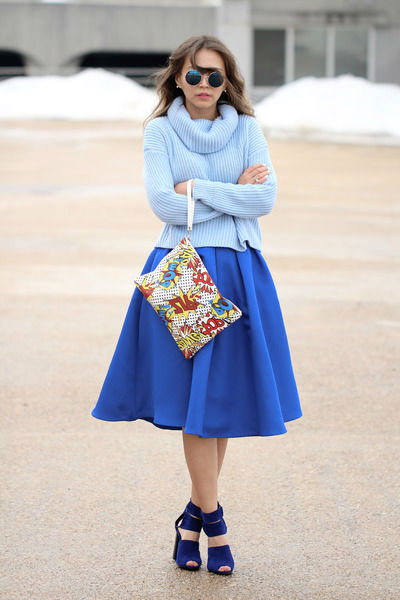 Синяя юбка – модная вещь стильного гардероба (более 40 фото)